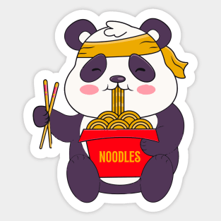 Funny Panda Eating Ramen Noodles Sticker